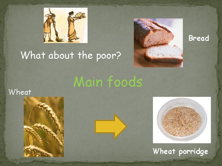 Bread What about the poor? Wheat Main foods Wheat porridge Bread What about the poor? Wheat Main foods Wheat porridge