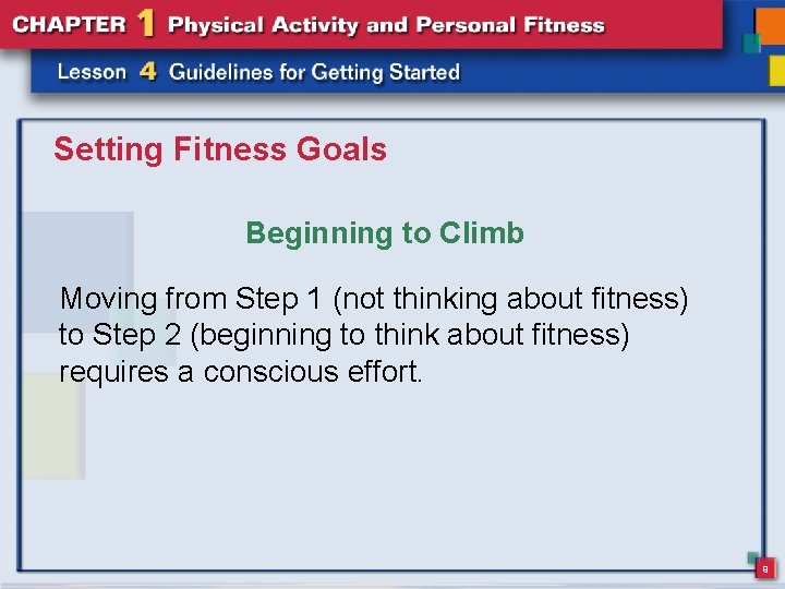 Setting Fitness Goals Beginning to Climb Moving from Step 1 (not thinking about fitness)
