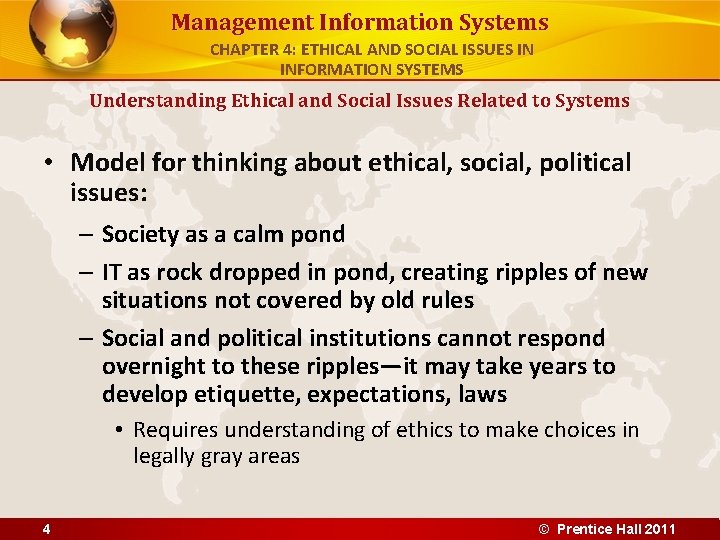 Management Information Systems CHAPTER 4: ETHICAL AND SOCIAL ISSUES IN INFORMATION SYSTEMS Understanding Ethical