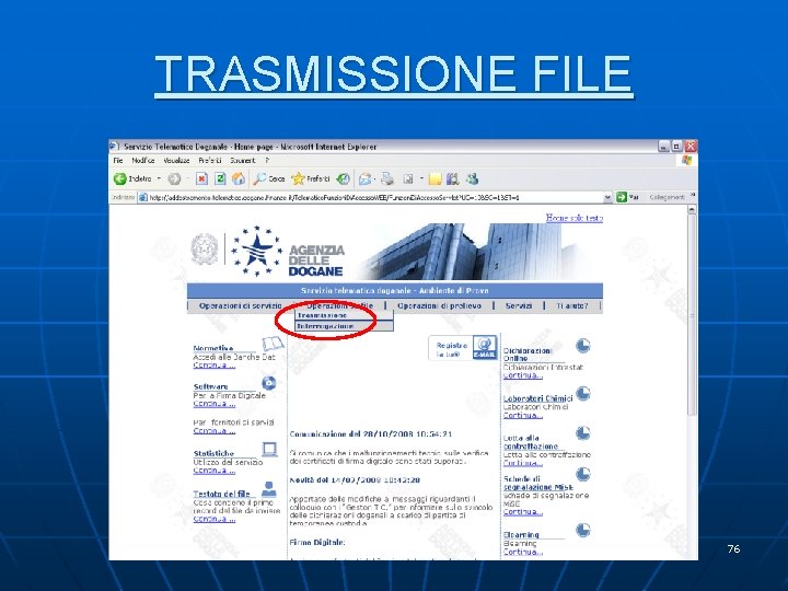 TRASMISSIONE FILE 76 TRASMISSIONE FILE 76