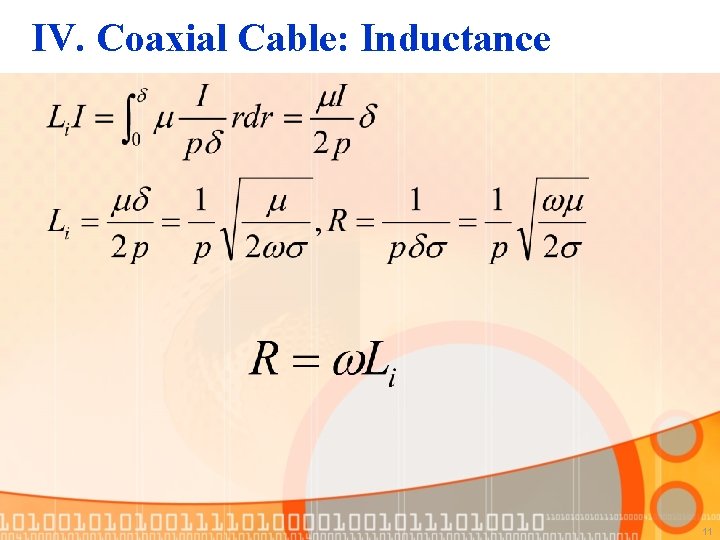 IV. Coaxial Cable: Inductance 11 