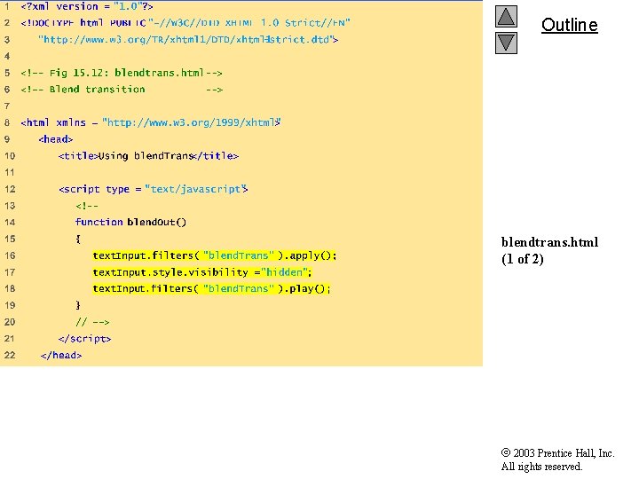 Outline blendtrans. html (1 of 2) 2003 Prentice Hall, Inc. All rights reserved. 