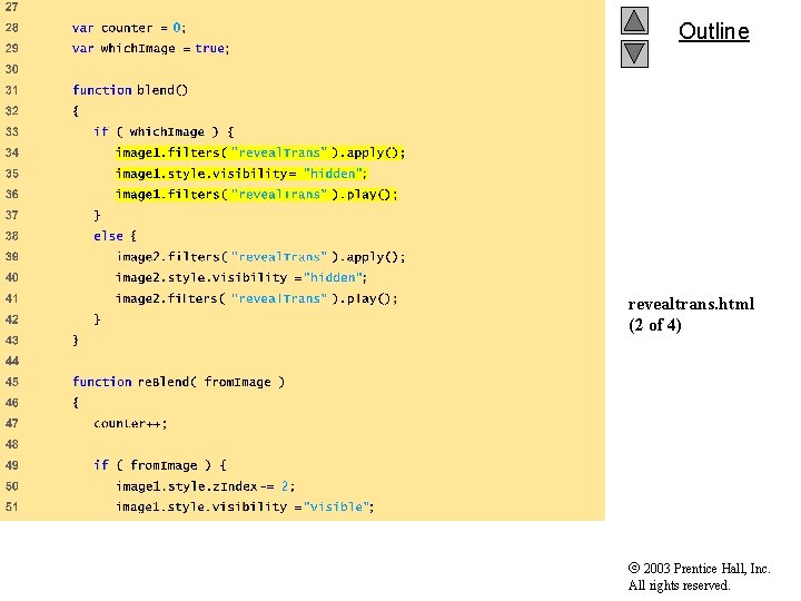 Outline revealtrans. html (2 of 4) 2003 Prentice Hall, Inc. All rights reserved. 