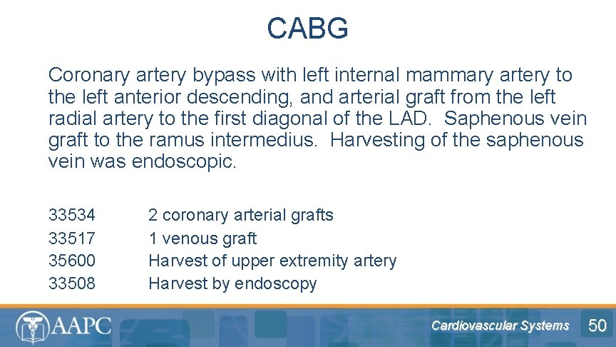 CABG Coronary artery bypass with left internal mammary artery to the left anterior descending,