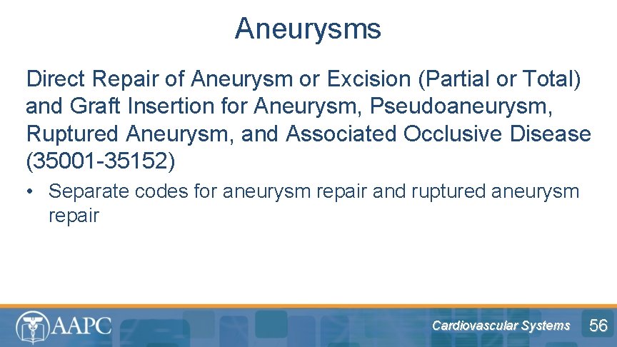 Aneurysms Direct Repair of Aneurysm or Excision (Partial or Total) and Graft Insertion for