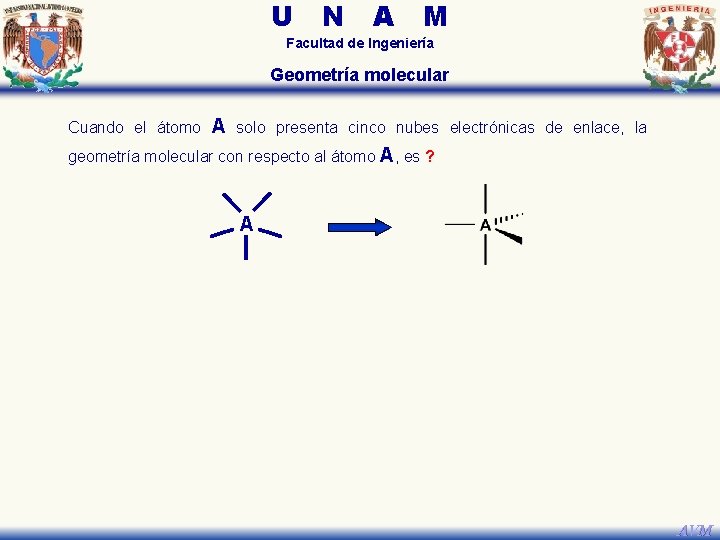U N A M Facultad de Ingeniería Geometría molecular Cuando el átomo A solo U N A M Facultad de Ingeniería Geometría molecular Cuando el átomo A solo