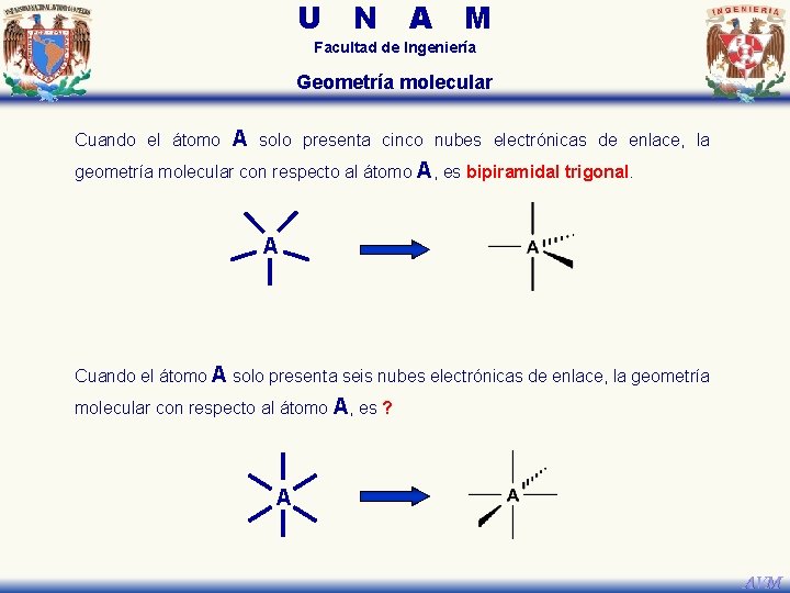 U N A M Facultad de Ingeniería Geometría molecular Cuando el átomo A solo U N A M Facultad de Ingeniería Geometría molecular Cuando el átomo A solo