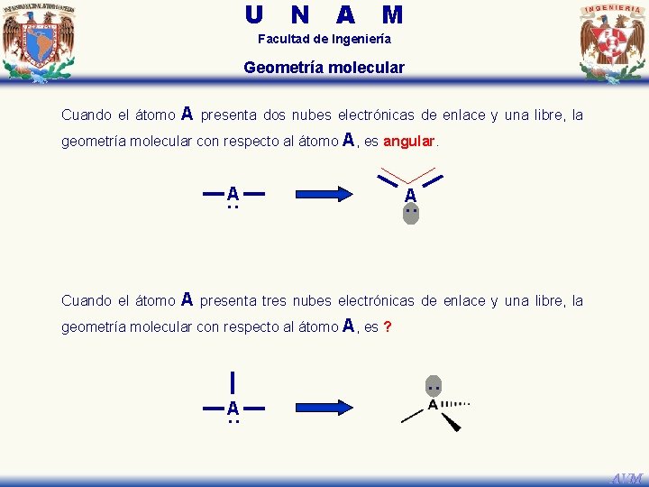 U N A M Facultad de Ingeniería Geometría molecular Cuando el átomo A presenta U N A M Facultad de Ingeniería Geometría molecular Cuando el átomo A presenta
