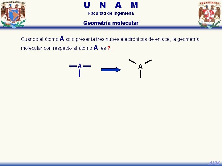 U N A M Facultad de Ingeniería Geometría molecular Cuando el átomo A solo U N A M Facultad de Ingeniería Geometría molecular Cuando el átomo A solo