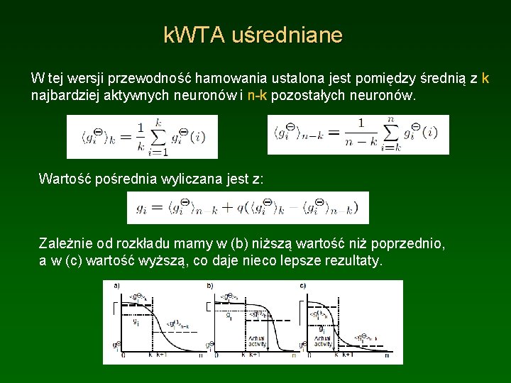k. WTA uśredniane W tej wersji przewodność hamowania ustalona jest pomiędzy średnią z k