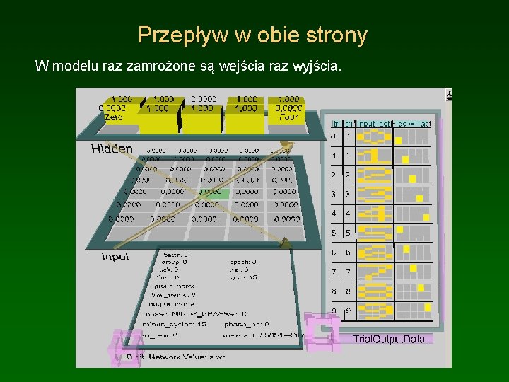 Przepływ w obie strony W modelu raz zamrożone są wejścia raz wyjścia. 