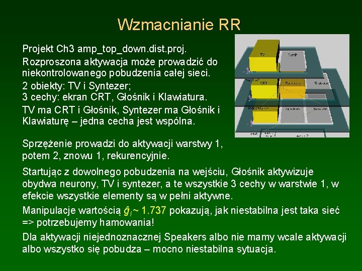 Wzmacnianie RR Projekt Ch 3 amp_top_down. dist. proj. Rozproszona aktywacja może prowadzić do niekontrolowanego