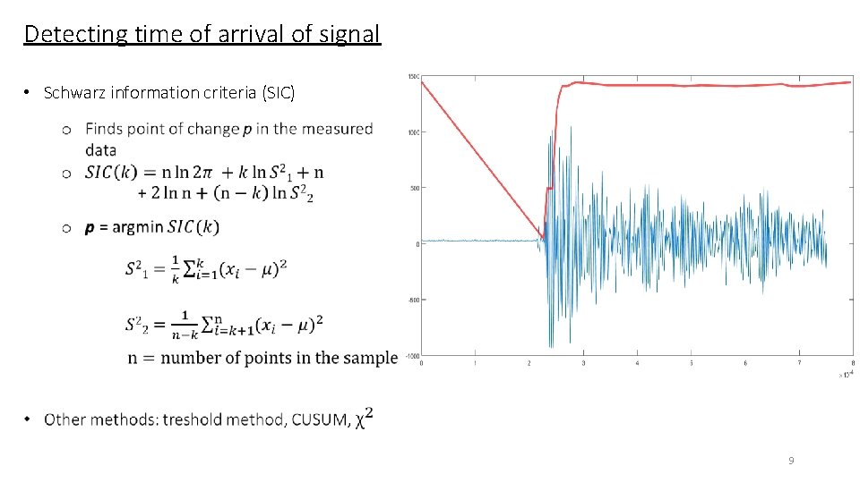 Detecting time of arrival of signal • Schwarz information criteria (SIC) 9 