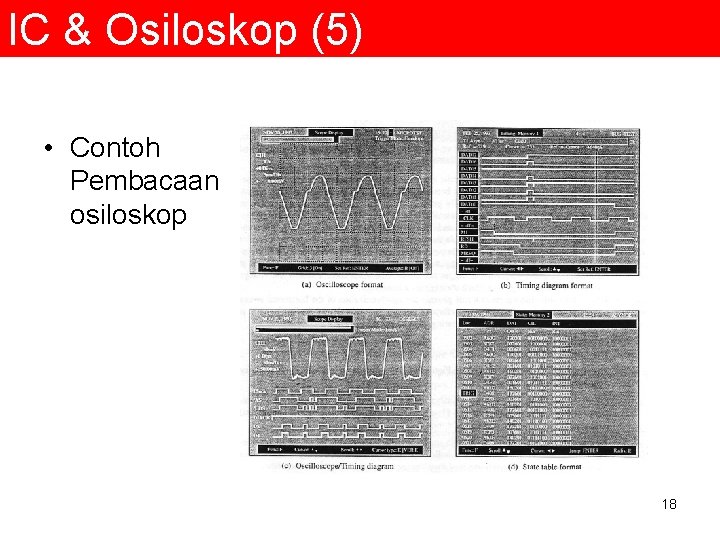 IC & Osiloskop (5) • Contoh Pembacaan osiloskop 18 