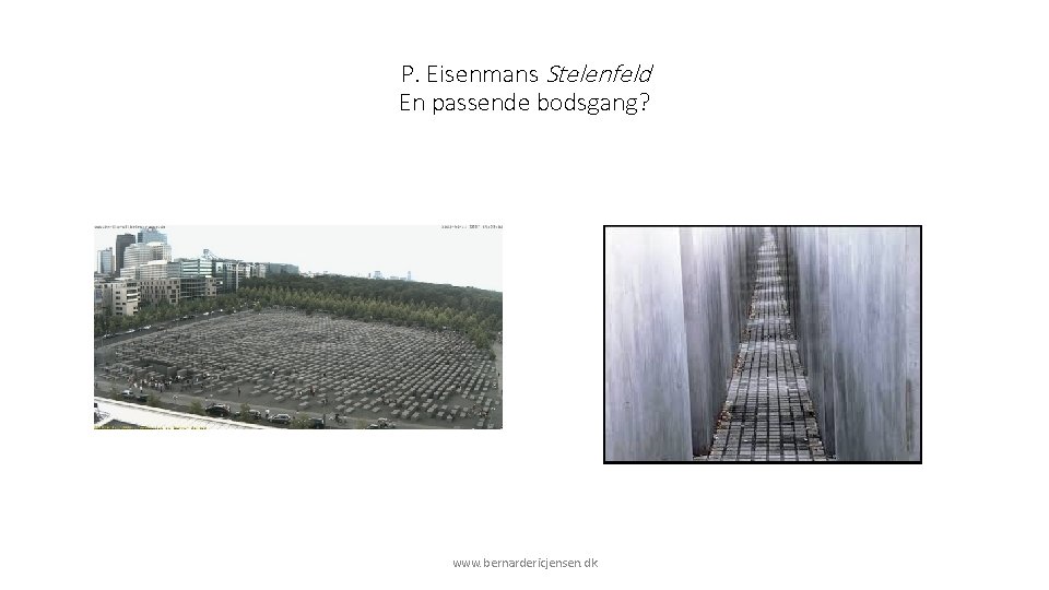 P. Eisenmans Stelenfeld En passende bodsgang? www. bernardericjensen. dk 