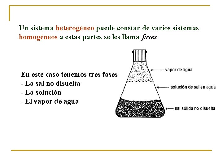 Un sistema heterogéneo puede constar de varios sistemas homogéneos a estas partes se les