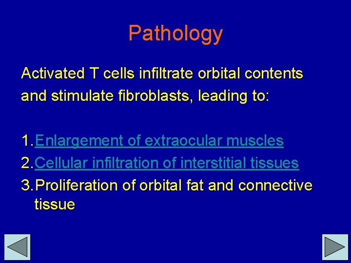 Pathology Activated T cells infiltrate orbital contents and stimulate fibroblasts, leading to: 1. Enlargement