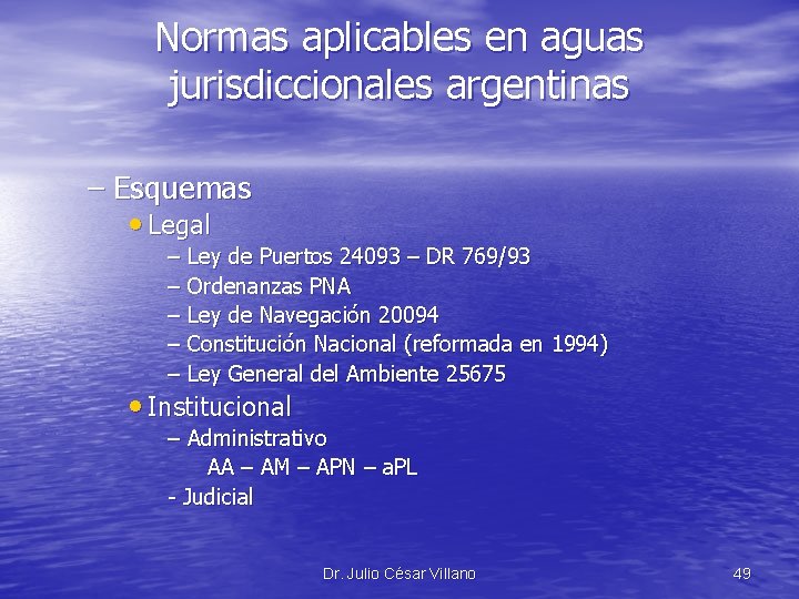 Normas aplicables en aguas jurisdiccionales argentinas – Esquemas • Legal – Ley de Puertos