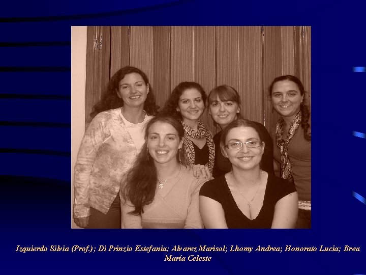 Izquierdo Silvia (Prof. ); Di Prinzio Estefania; Alvarez Marisol; Lhomy Andrea; Honorato Lucia; Brea