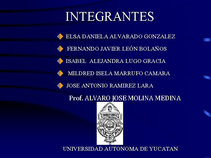 INTEGRANTES ELSA DANIELA ALVARADO GONZALEZ FERNANDO JAVIER LEÓN BOLAÑOS ISABEL ALEJANDRA LUGO GRACIA MILDRED INTEGRANTES ELSA DANIELA ALVARADO GONZALEZ FERNANDO JAVIER LEÓN BOLAÑOS ISABEL ALEJANDRA LUGO GRACIA MILDRED