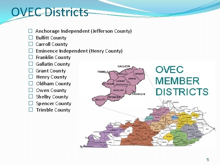OVEC Districts � Anchorage Independent (Jefferson County) � Bullitt County � Carroll County �