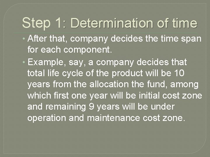 Step 1: Determination of time • After that, company decides the time span for