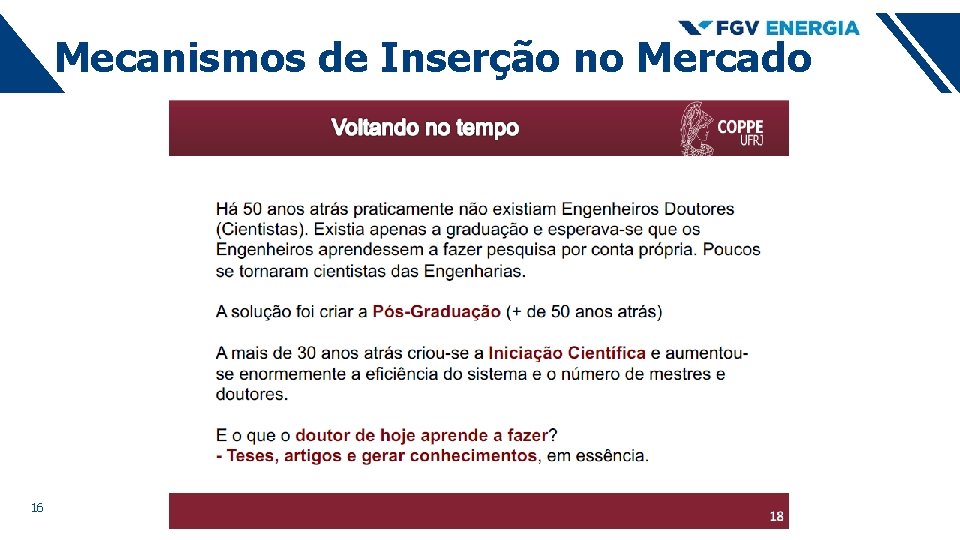 Mecanismos de Inserção no Mercado 16 