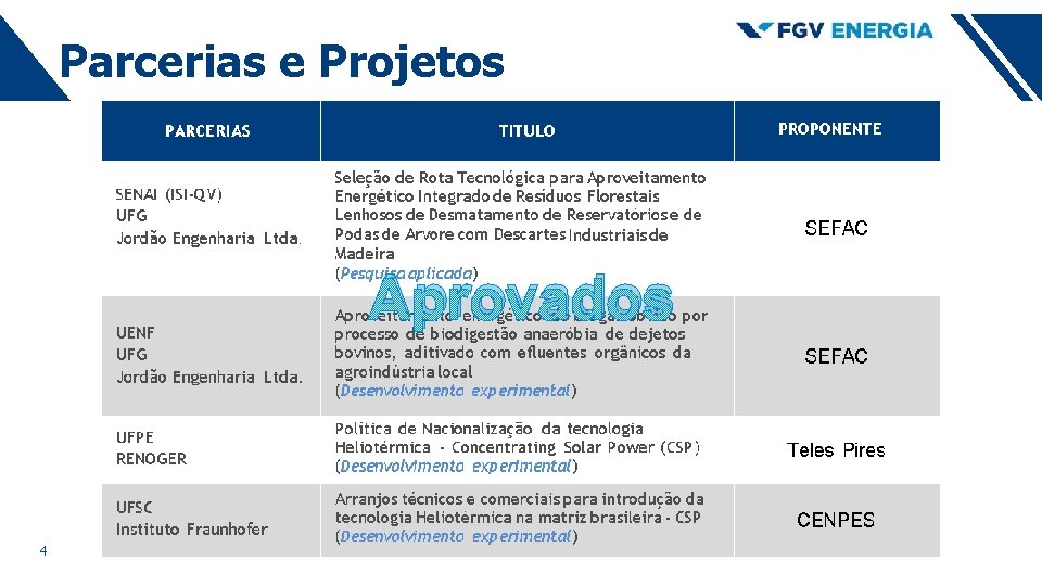 Parcerias e Projetos Aprovados 4 