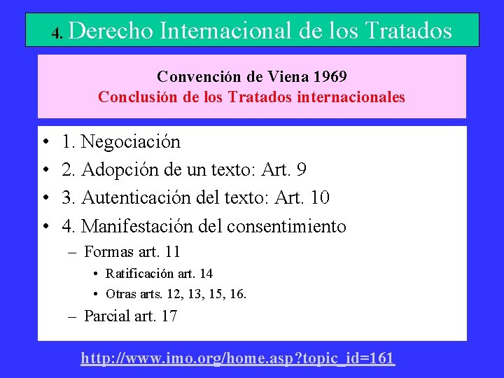4. Derecho Internacional de los Tratados Convención de Viena 1969 Conclusión de los Tratados