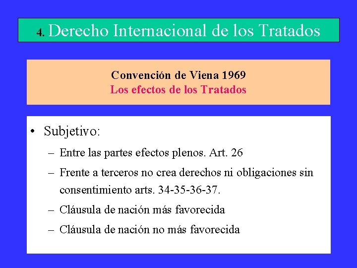 4. Derecho Internacional de los Tratados Convención de Viena 1969 Los efectos de los