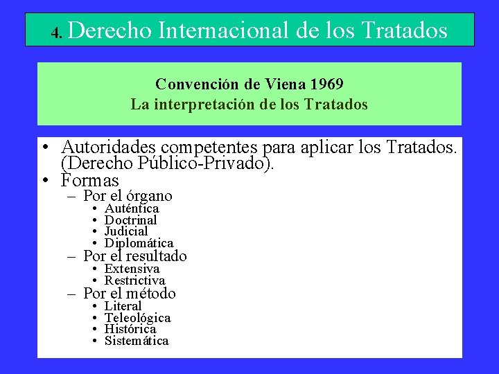 4. Derecho Internacional de los Tratados Convención de Viena 1969 La interpretación de los