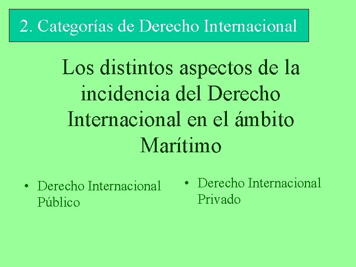 2. Categorías de Derecho Internacional Los distintos aspectos de la incidencia del Derecho Internacional