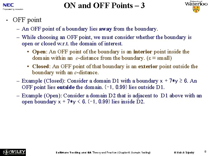 ON and OFF Points – 3 • OFF point – An OFF point of