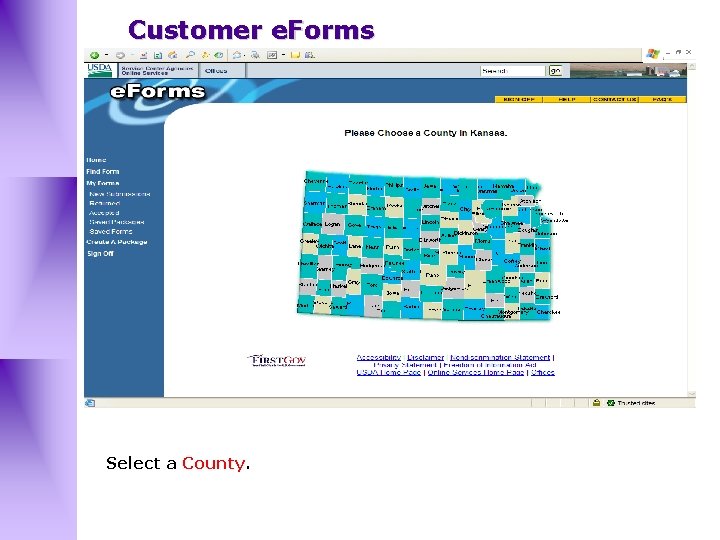 Customer e. Forms Select a County. 