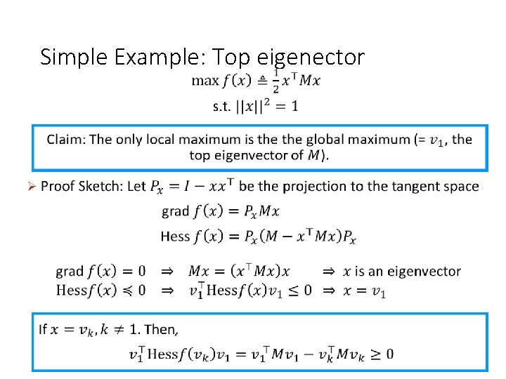 Simple Example: Top eigenector 