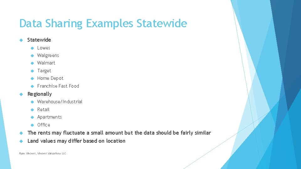 Data Sharing Examples Statewide Lowes Walgreens Walmart Target Home Depot Franchise Fast Food Regionally Data Sharing Examples Statewide Lowes Walgreens Walmart Target Home Depot Franchise Fast Food Regionally