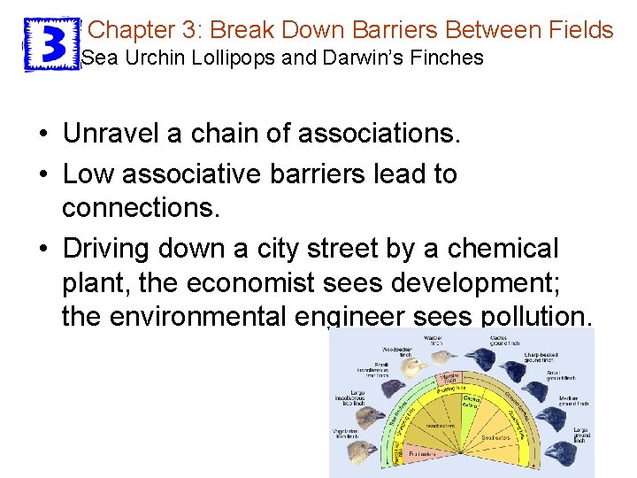 Chapter 3: Break Down Barriers Between Fields Sea Urchin Lollipops and Darwin’s Finches •
