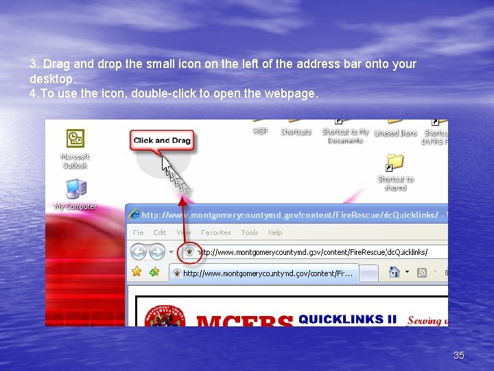 3. Drag and drop the small icon on the left of the address bar