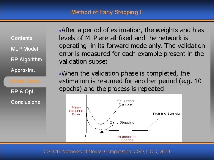 Method of Early Stopping II • After Contents MLP Model BP Algorithm Approxim. Model