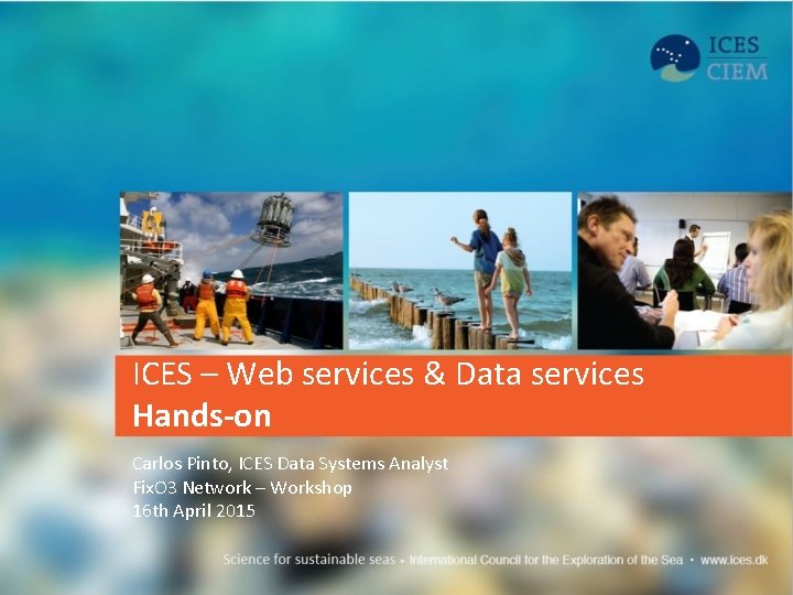 ICES – Web services & Data services Hands-on Carlos Pinto, ICES Data Systems Analyst