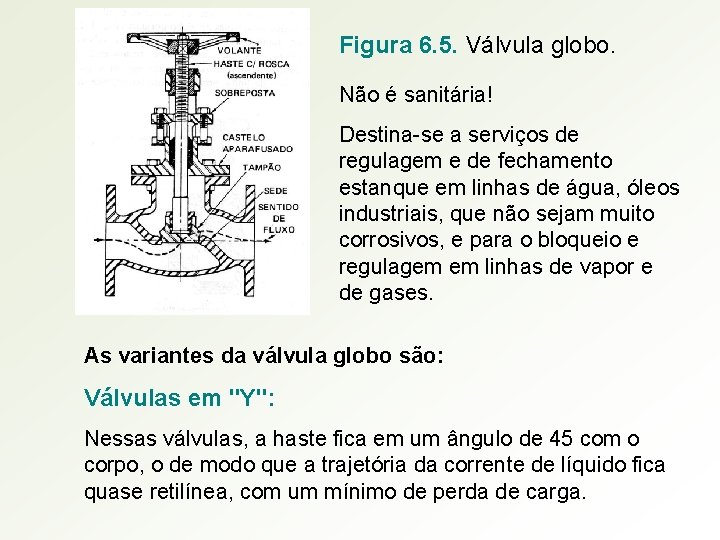 Figura 6. 5. Válvula globo. Não é sanitária! Destina-se a serviços de regulagem e