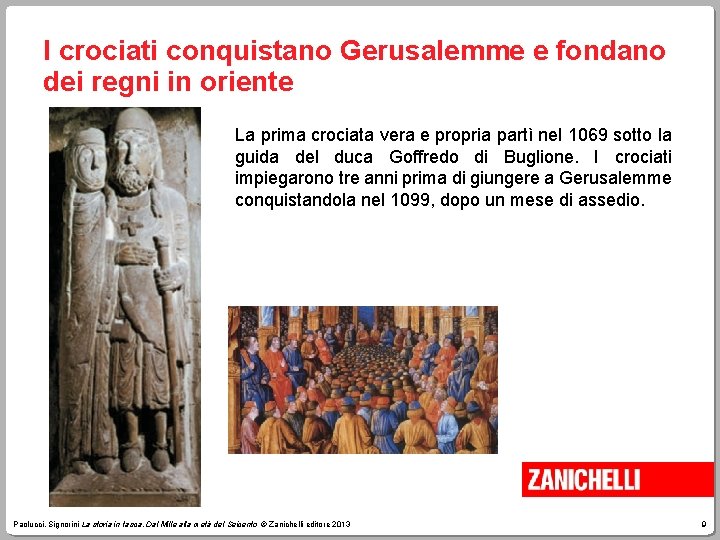 I crociati conquistano Gerusalemme e fondano dei regni in oriente La prima crociata vera