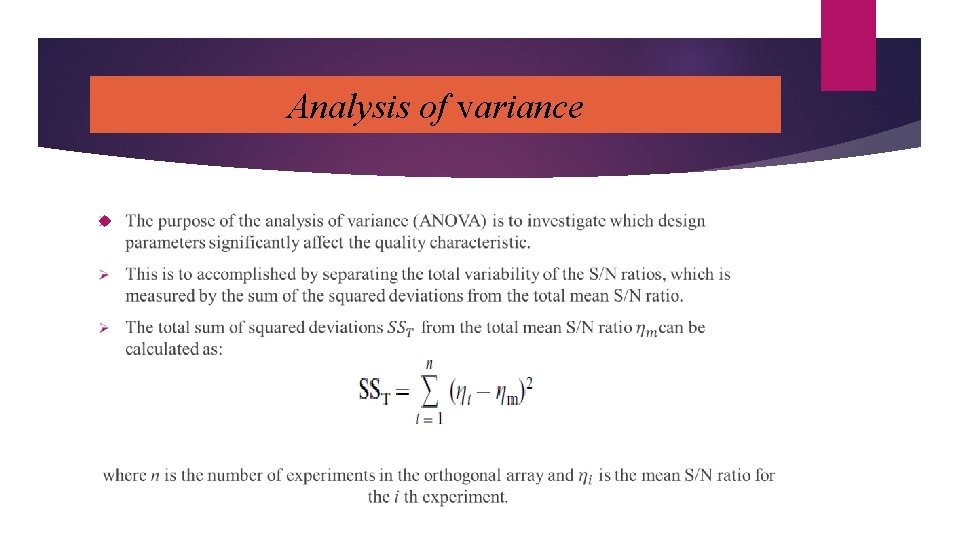 Analysis of variance 