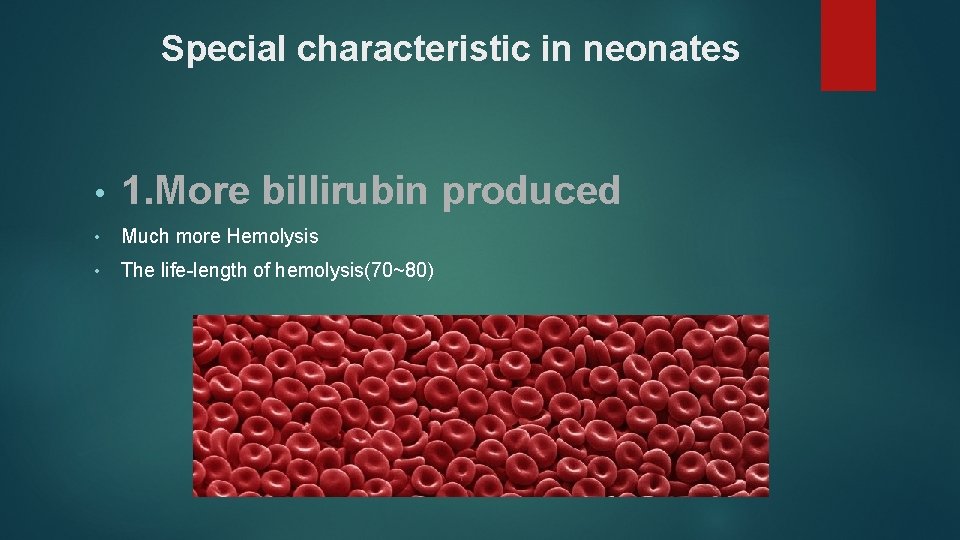 Special characteristic in neonates • 1. More billirubin produced • Much more Hemolysis •
