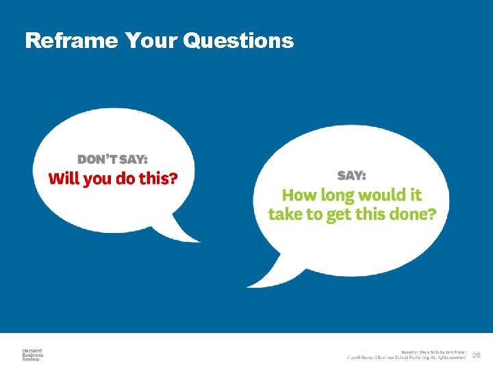 Reframe Your Questions 26 