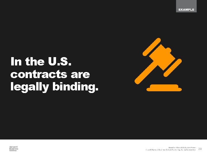 In the U. S. contracts are legally binding. 29 