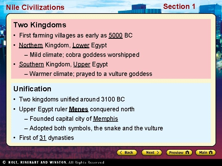 Nile Civilizations Section 1 Two Kingdoms • First farming villages as early as 5000 Nile Civilizations Section 1 Two Kingdoms • First farming villages as early as 5000