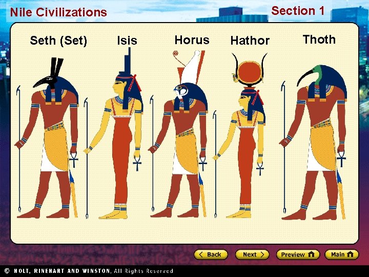 Section 1 Nile Civilizations Seth (Set) Isis Horus Hathor Thoth Section 1 Nile Civilizations Seth (Set) Isis Horus Hathor Thoth