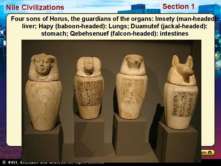 Nile Civilizations Section 1 Four sons of Horus, the guardians of the organs: Imsety Nile Civilizations Section 1 Four sons of Horus, the guardians of the organs: Imsety