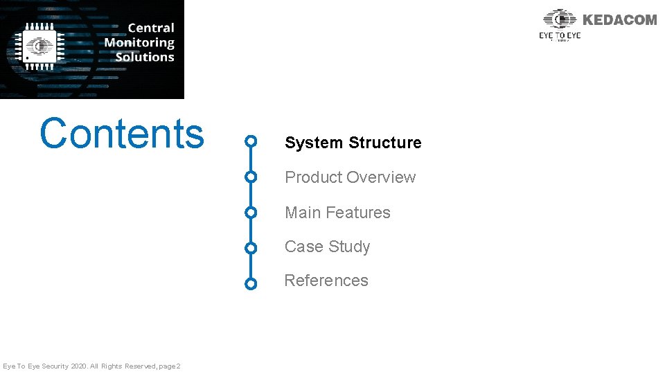 Contents System Structure Product Overview Main Features Case Study References Eye To Eye Security